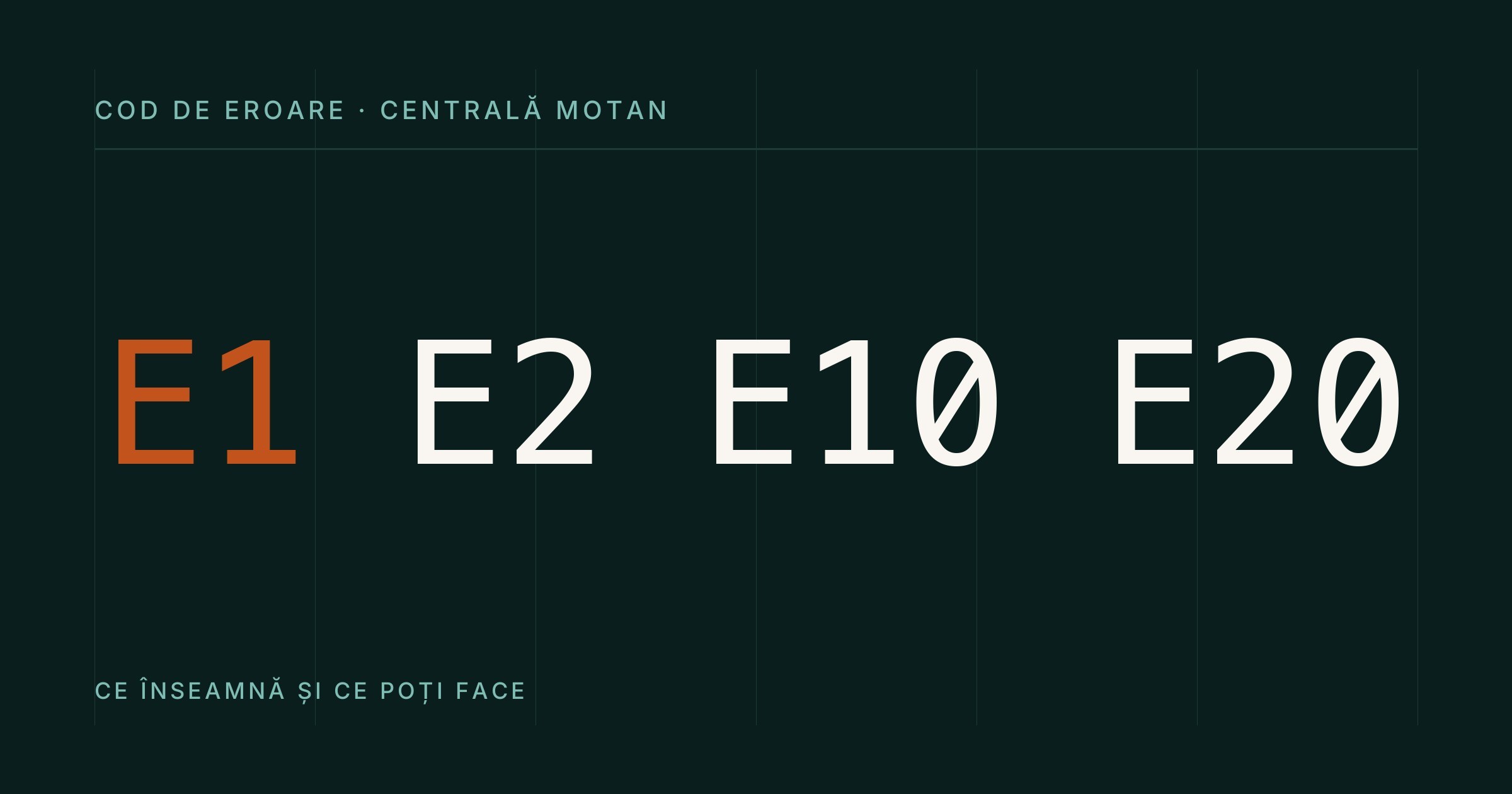 Codurile de eroare E1, E2, E10 și E20 pentru centralele Motan